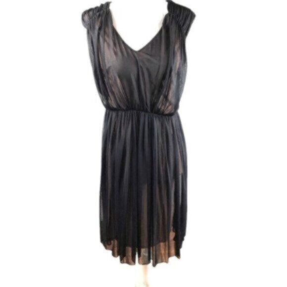 Kenneth Cole Black Chiffon Overlay Dressy Party Dress Small - Picture 1 of 7